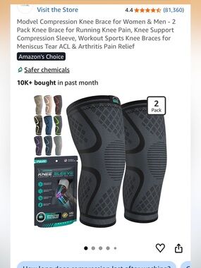 Size small Black Knee Brace - 2-Pack Support unisex